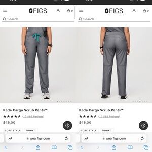 Figs Kade Cargo Scrub Pants graphite Large L grey, straight leg, classic fit